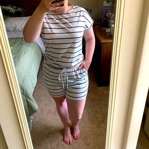 Black and White Striped Romper